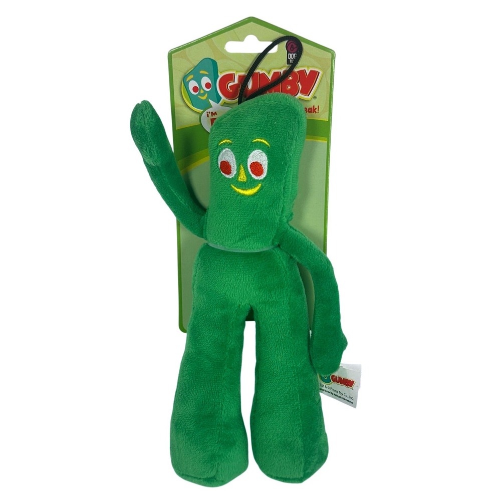 Multipet Gumby Dog Toy Small Green New Squeaky‎ Plush Character Toy 16674